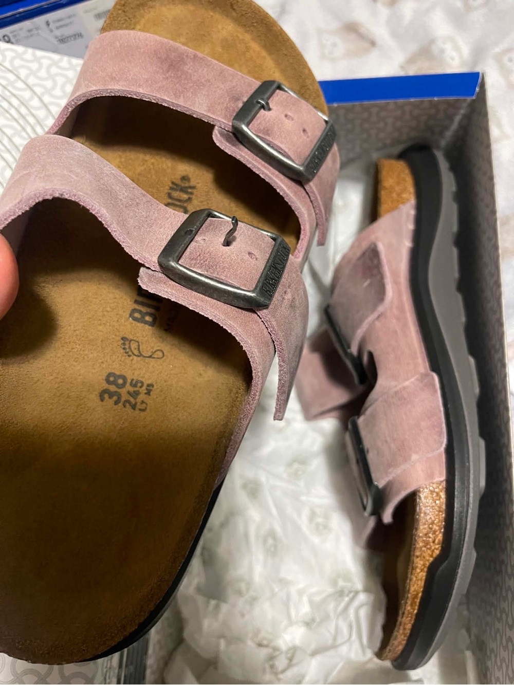 Birkenstock Women’s Dusty Pink Suede Two-Strap Sandal